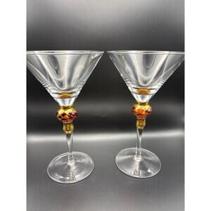 Artland Christmas Splendor Martini Glasses 8” Set of two Holiday Glassware